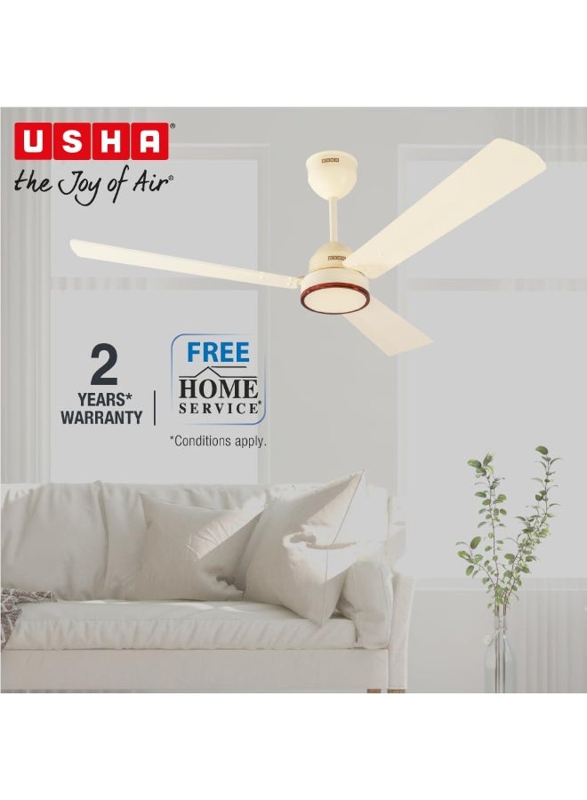 USHA AeroEdge 1200mm BLDC Ceiling Fan with RF Remote | BEE 5 Star Rated Energy Efficient | 100% Copper Motor | High Air Delivery 220CMM | 2 Year Warranty | (Ivory) - Image 2